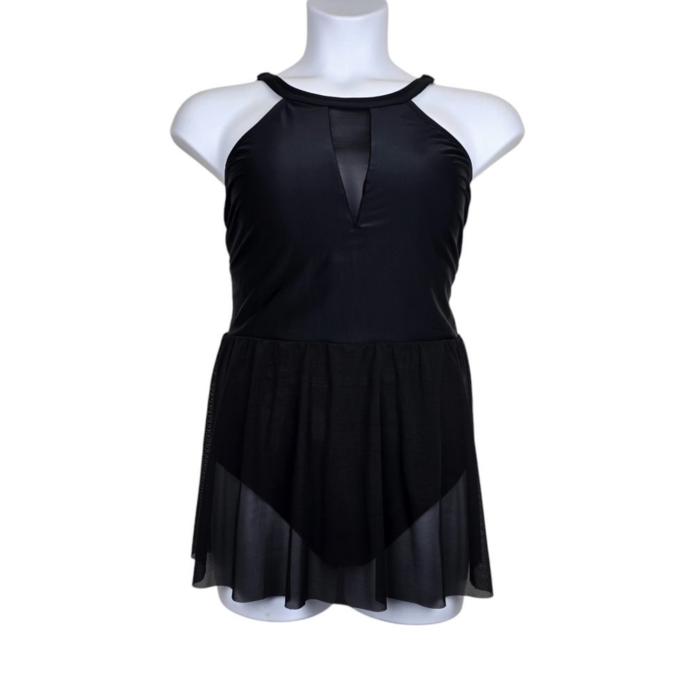 Cupshe Womens Black Halter One Piece Swimsuit Swim Dress Dresskini Size 2X NWT